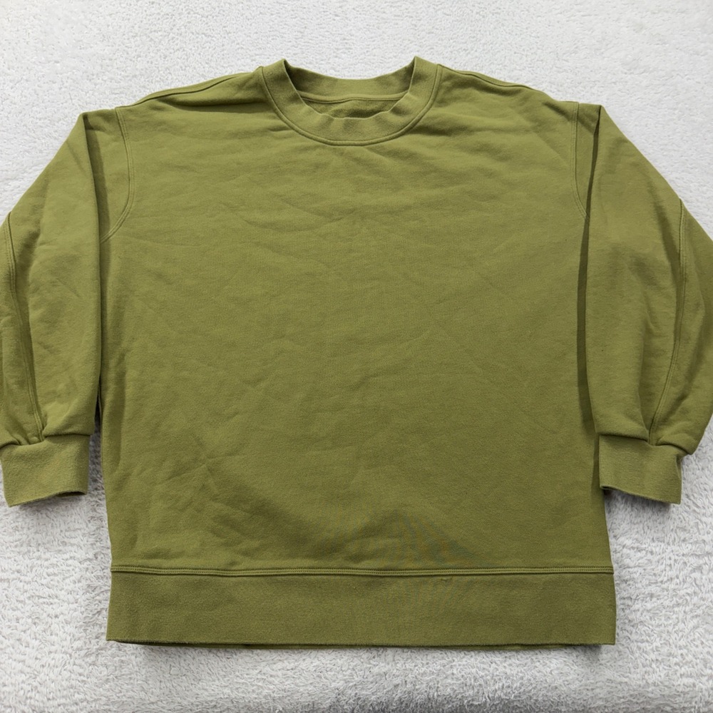 Lululemon Perfectly Oversized 4 Crewneck Sweatshirt Olive‎ Green Cotton Terry